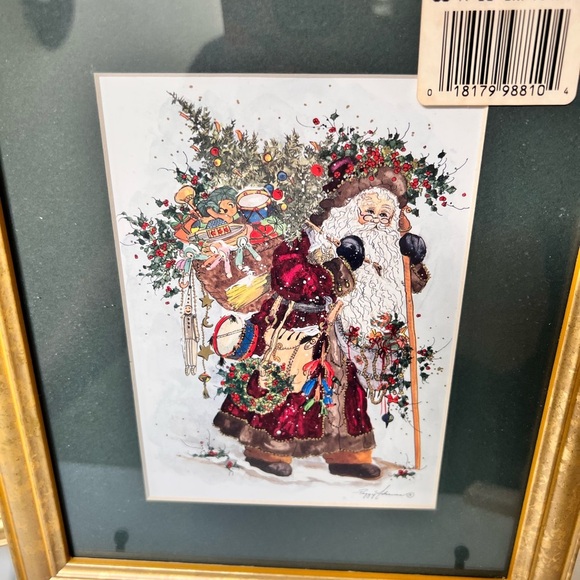 Set of 2 FRAMED Peggy Abrams Santa Claus prints. 9.5”x11.5” - Picture 5 of 10